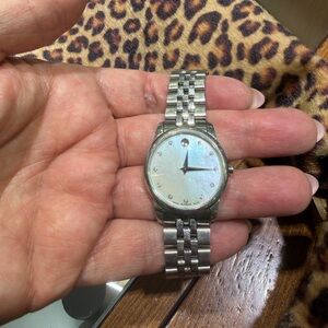 Silver Stainless Steel Watch with Diamond Accents